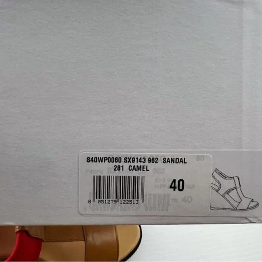 Maison Margiela MM6 Women's  size 10 Tan Red Leather Wedges Sandals Shoes